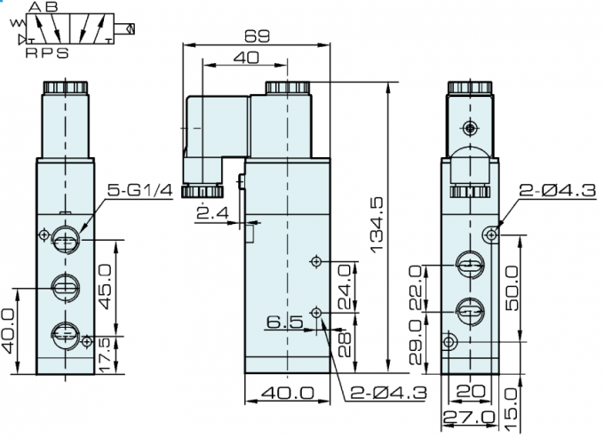 G1/4“ 4V310-08 5/2 Weise AirTAC-Art Magnetventil